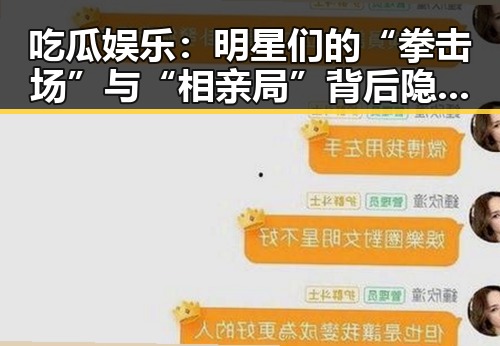 吃瓜娱乐：明星们的“拳击场”与“相亲局”背后隐藏的动人故事